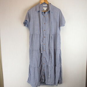 Cynthia Rowley Tiered Linen Shirtdress Size SP Belt